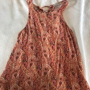 Paisley lace-up/open back tank top